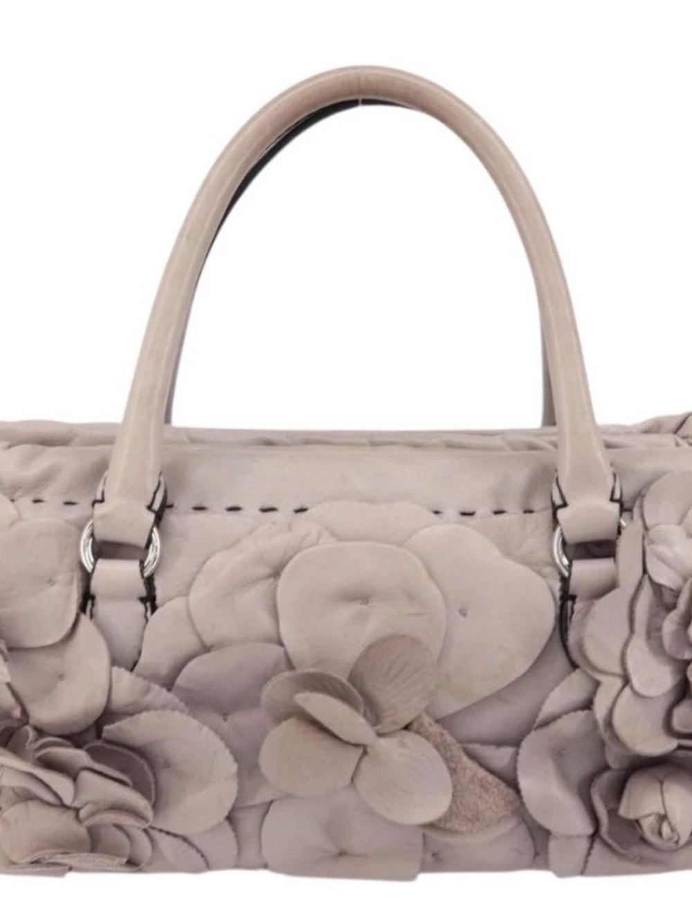 VALENTINO Hand Bag Leather Purple Silver Auth BA7522 - Picture 2 of 12